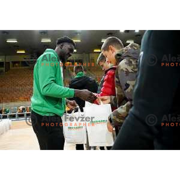 Amadou Sow action during ABA League 2023-2024 regular season basketball match between Cedevita Olimpija and Krka in Ljubljana, Slovenia on December 16, 2023. Foto: Filip Barbalic