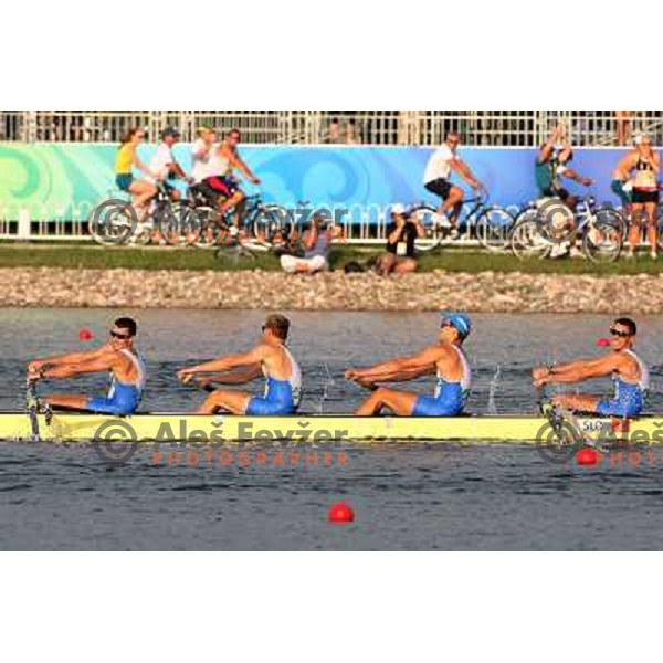 Slovenia"s rowing four (Miha Pirih, Rok Kolander, Rok Rozman, Tomaz Pirih) finished fourth in the final at Olympic games in Beijing, China 16.8.2008 