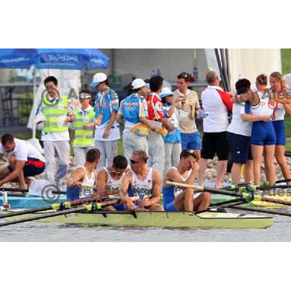 Slovenia"s rowing four (Miha Pirih, Rok Kolander, Rok Rozman, Tomaz Pirih) finished fourth in the final at Olympic games in Beijing, China 16.8.2008 