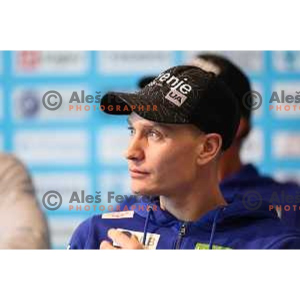 Anze Lanisek during Slovenia Nordic Ski team press conference in Ljubljana, Slovenia on December 20, 2023 