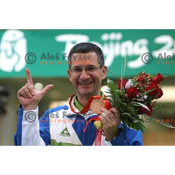Rajmond Debevec (SLO) won bronze Olympic medal in shooting 50 meters rifle 3 positions at Olympic games in Beijing, China 17.8.2008 