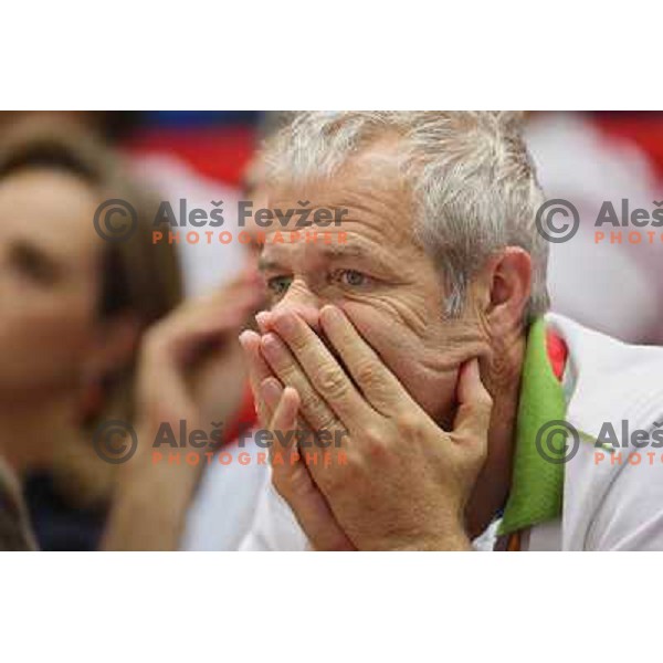 Janko Dvorsak watches thrilling final where Rajmond Debevec (SLO) won bronze Olympic medal in shooting 50 meters rifle 3 positions at Olympic games in Beijing, China 17.8.2008 