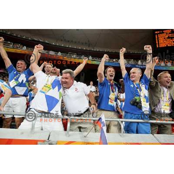 Vladimir Kevo, coach of Primoz Kozmus (SLO) who won Olympic gold medal in hammer throw at Olympic games in Beijing, China 17.7.2008 celebrate victory 