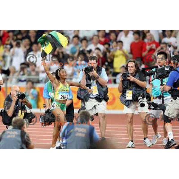 Shelly-Ann Fraser (JAM) won Olympic gold medal in 100 meters at Olympic Games in Beijing, China 17.08.2008 