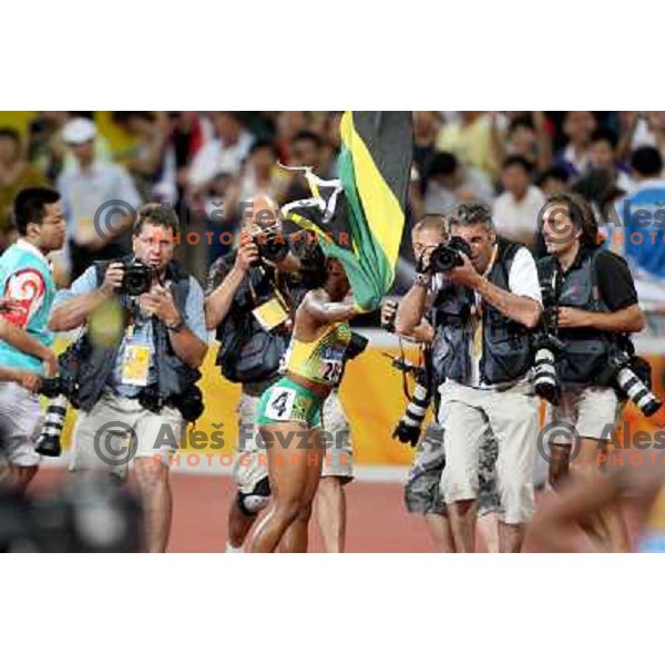 Shelly-Ann Fraser (JAM) won Olympic gold medal in 100 meters at Olympic Games in Beijing, China 17.08.2008 