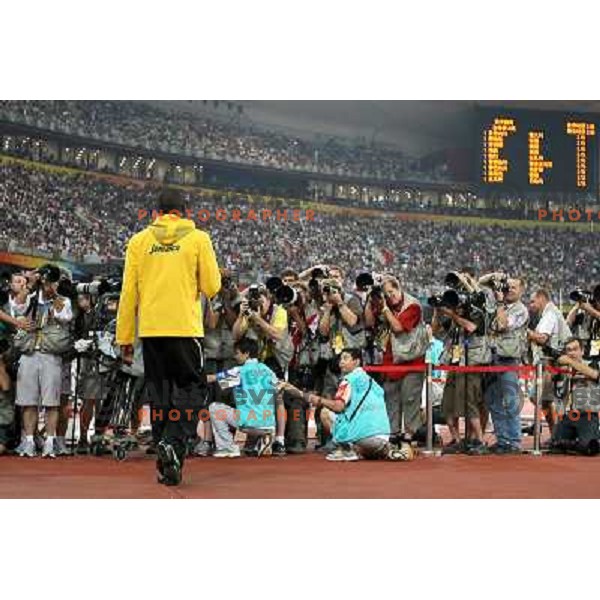 Usain Bolt (JAM) won Olympic gold medal in 100 meters at Olympic Games in Beijing, China 16.08.2008 
