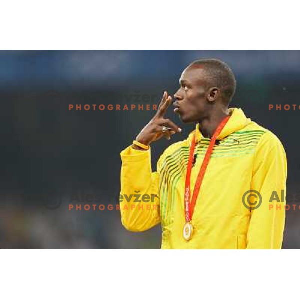 Usain Bolt (JAM) won Olympic gold medal in 100 meters at Olympic Games in Beijing, China 16.08.2008 