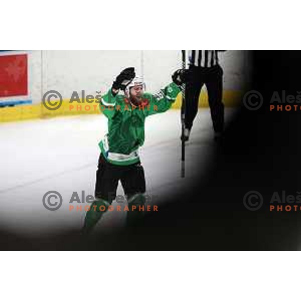 Miha Zajc in action during IceHL match between SZ Olimpija and VSV in Tivoli Hall, Ljubljana, Slovenia on January 12, 2024