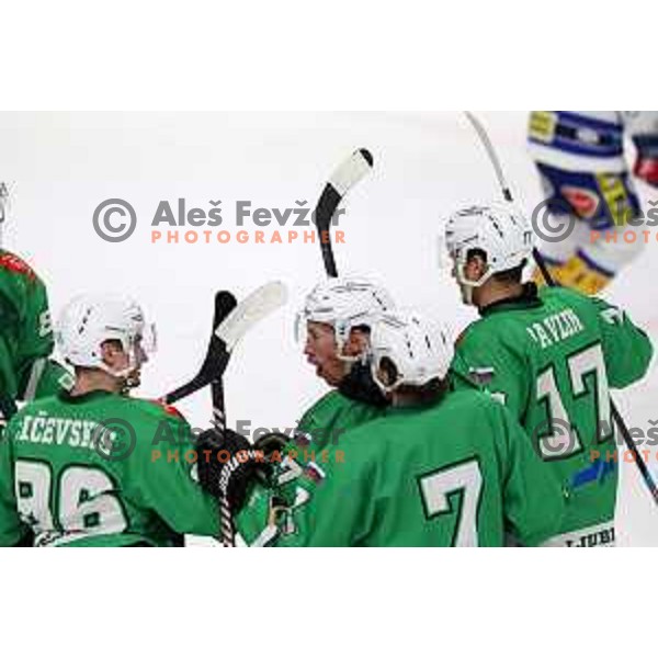 In action during IceHL match between SZ Olimpija and VSV in Tivoli Hall, Ljubljana, Slovenia on January 12, 2024
