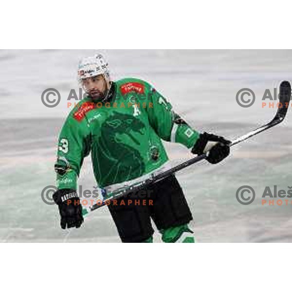 In action during IceHL match between SZ Olimpija and VSV in Tivoli Hall, Ljubljana, Slovenia on January 12, 2024