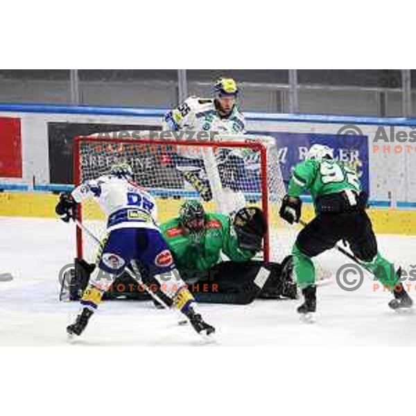 In action during IceHL match between SZ Olimpija and VSV in Tivoli Hall, Ljubljana, Slovenia on January 12, 2024