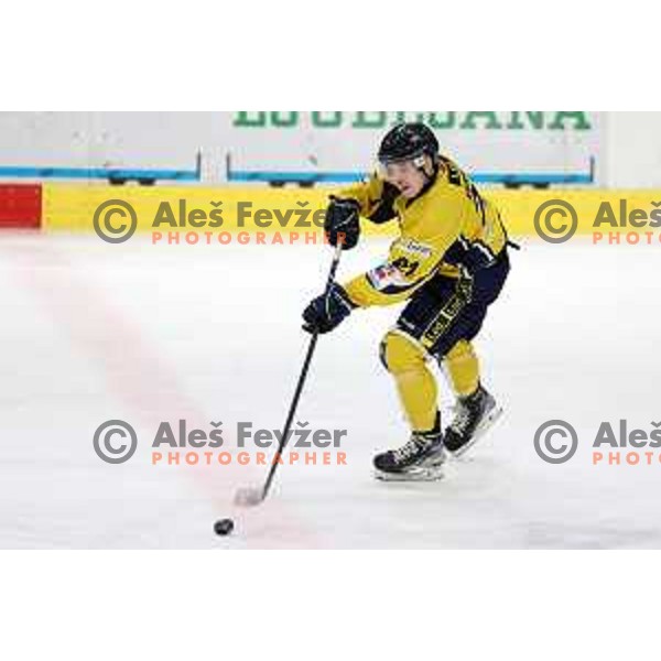 In action during Slovenian Championships ice-hockey match between SZ Olimpija and Celje RST Pellet in Ljubljana, Slovenia on January 16, 2024