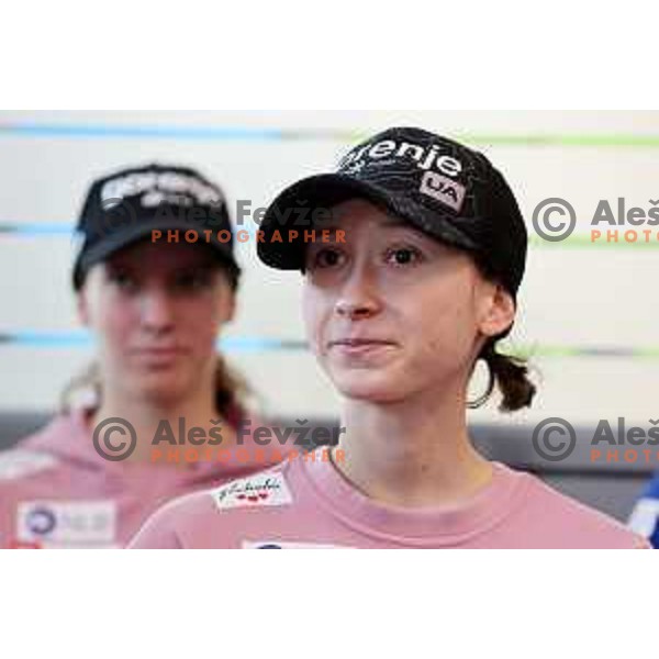 Nika Prevc during Ljubno FIS World Cup Women\'s Ski jumping press conference, Ljubljana on January 24, 2024