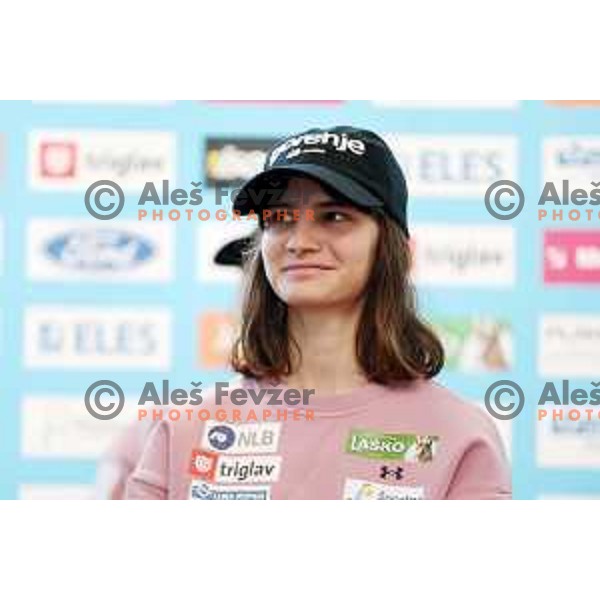 Ajda Kosnjek during Ljubno FIS World Cup Women\'s Ski jumping press conference, Ljubljana on January 24, 2024