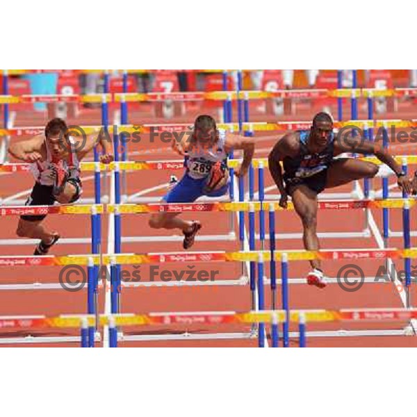 Damjan Zlatnar (SLO) in qualification run at 110 m hurdles at Olympic Games in Beijing, China 18.8.2008 