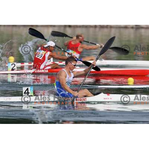 Jernej Regent Zupancic (SLO) in kayak flat water qualification K-1 1000 meters at Olympic games in Beijing, China 18.8.2008 