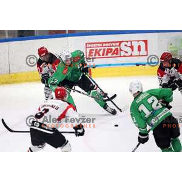 Ziga Pavlin during the Slovenian Championships 2023/2024 ice-hockey match between SZ Olimpija and SIJ Acroni Jesenice in Ljubljana, Slovenia on January 30, 2024 