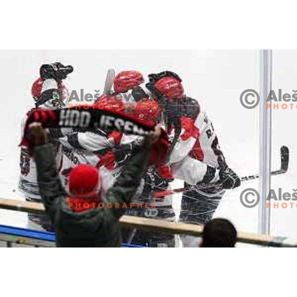 in action during the Slovenian Championships 2023/2024 ice-hockey match between SZ Olimpija and SIJ Acroni Jesenice in Ljubljana, Slovenia on January 30, 2024