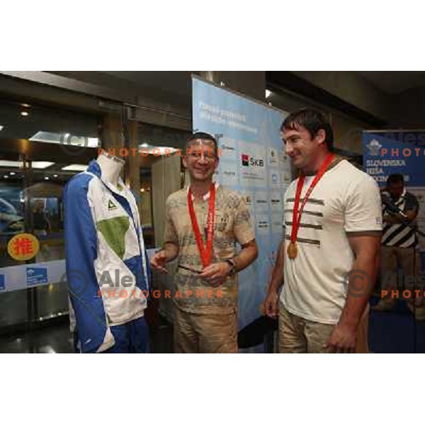 Reception in Slovenian house for gold medalist Primoz Kozmus and bronze medalist Rajmond Debevec ( SLO) at Olympic games in Beijing, China 18.8.2008 Photo by Ales Fevzer 