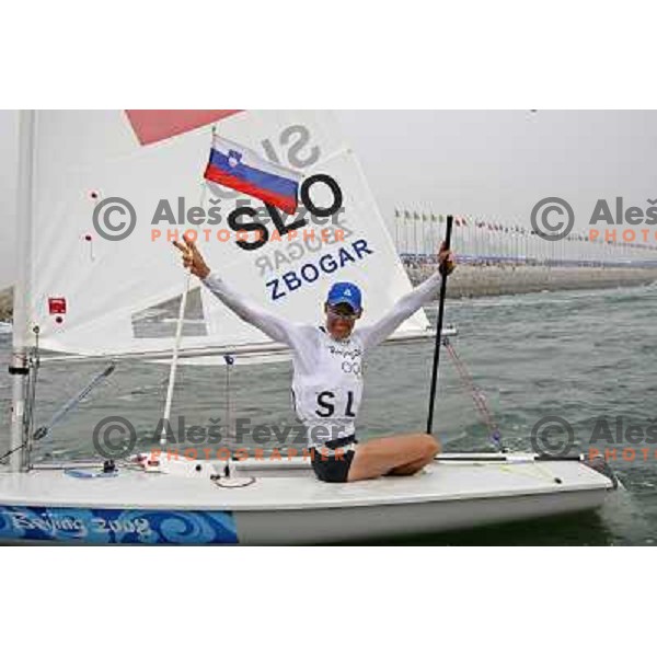Vasilij Zbogar won olympic silver medal in laser at sailing ragatta in Qingdao during Olympic games in Beijing, China 19.8.2008 Photo by Ales Fevzer 