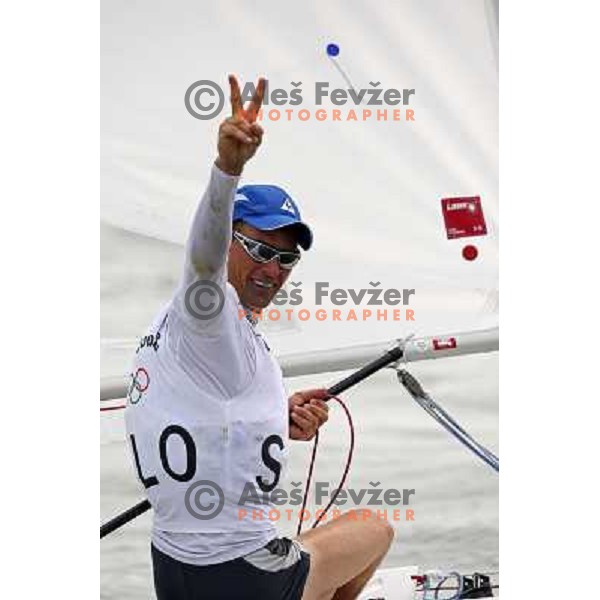 Vasilij Zbogar won olympic silver medal in laser at sailing ragatta in Qingdao during Olympic games in Beijing, China 19.8.2008 Photo by Ales Fevzer 