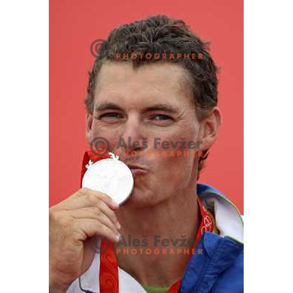 Vasilij Zbogar won olympic silver medal in laser at sailing ragatta in Qingdao during Olympic games in Beijing, China 19.8.2008 Photo by Ales Fevzer 