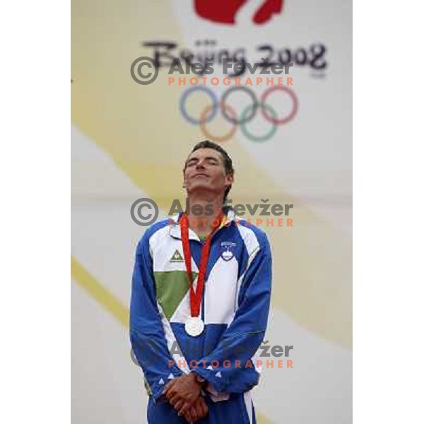 Vasilij Zbogar won olympic silver medal in laser at sailing ragatta in Qingdao during Olympic games in Beijing, China 19.8.2008 Photo by Ales Fevzer 