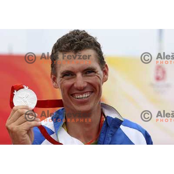 Vasilij Zbogar won olympic silver medal in laser at sailing ragatta in Qingdao during Olympic games in Beijing, China 19.8.2008 Photo by Ales Fevzer 