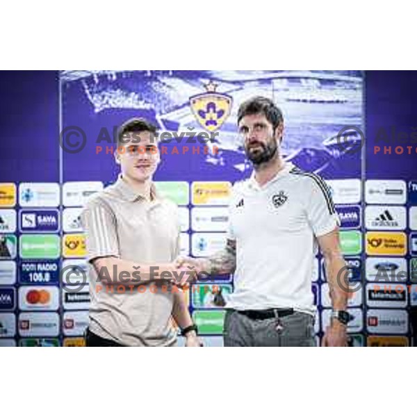 Ziga Repas and Marko Suler at the press conference in Ljudski vrt, Maribor, Slovenia on February 16, 2024. Photo: Jure Banfi