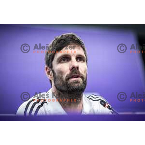 Marko Suler at the press conference in Ljudski vrt, Maribor, Slovenia on February 16, 2024. Photo: Jure Banfi