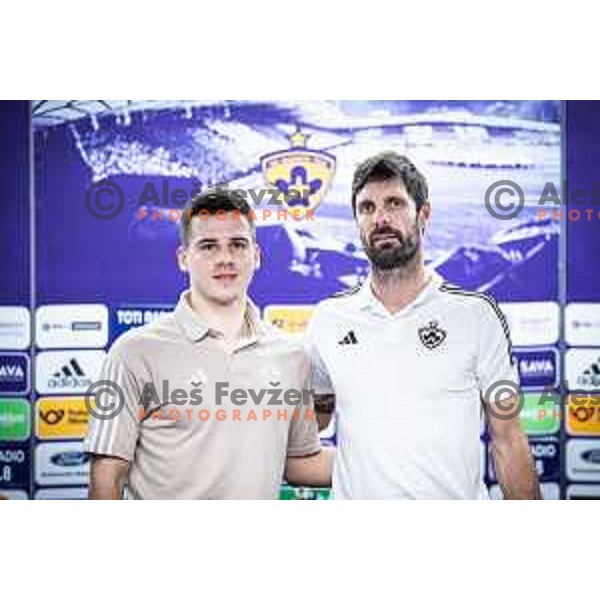 Ziga Repas and Marko Suler at the press conference in Ljudski vrt, Maribor, Slovenia on February 16, 2024. Photo: Jure Banfi