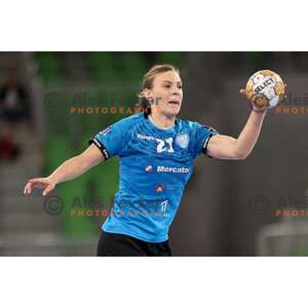 Barbara Lazovic of Krim Mercator in action during EHF Champions League Women handball match between Krim Mercator (SLO) and Zaglebie Lubin (POL) in Ljubljana, Slovenia on February 17, 2024. Foto: Filip Barbalic