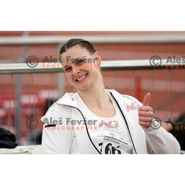 Veronika Domjan, winner of Women\'s Shot Put at Slovenian Athletics Indoor Championship in Novo Mesto, Slovenia on February 18, 2024