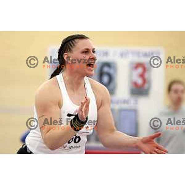 Veronika Domjan, winner of Women\'s Shot Put at Slovenian Athletics Indoor Championship in Novo Mesto, Slovenia on February 18, 2024