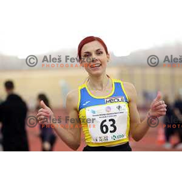 Klara Lukan, winner of Women’s 3000 meters at Slovenian Athletics Indoor Championship in Novo Mesto, Slovenia on February 18, 2024 