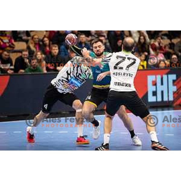 Tilen Sokolic during EHF European league match between Gorenje Velenje and Nexe Nasice in Velenje, Slovenia on February 20, 2024