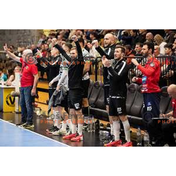 during EHF European league match between Gorenje Velenje and Nexe Nasice in Velenje, Slovenia on February 20, 2024