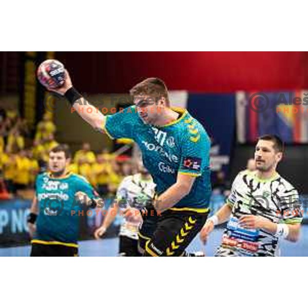 Jernej Drobez during EHF European league match between Gorenje Velenje and Nexe Nasice in Velenje, Slovenia on February 20, 2024