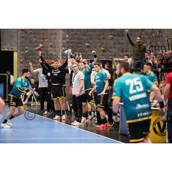 during EHF European league match between Gorenje Velenje and Nexe Nasice in Velenje, Slovenia on February 20, 2024