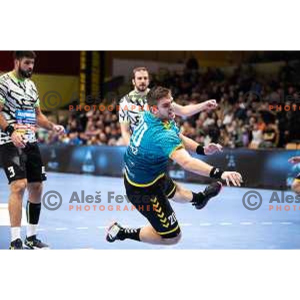 Jernej Drobez during EHF European league match between Gorenje Velenje and Nexe Nasice in Velenje, Slovenia on February 20, 2024