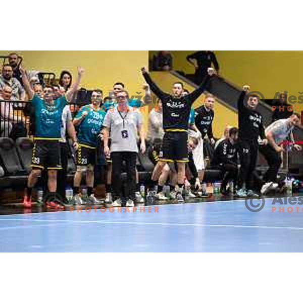 during EHF European league match between Gorenje Velenje and Nexe Nasice in Velenje, Slovenia on February 20, 2024