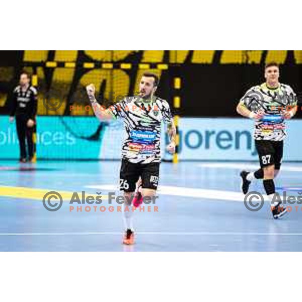 during EHF European league match between Gorenje Velenje and Nexe Nasice in Velenje, Slovenia on February 20, 2024