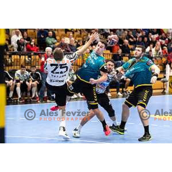 Enej Jovicic during EHF European league match between Gorenje Velenje and Nexe Nasice in Velenje, Slovenia on February 20, 2024