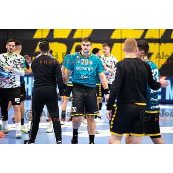 Jernej Drobez during EHF European league match between Gorenje Velenje and Nexe Nasice in Velenje, Slovenia on February 20, 2024