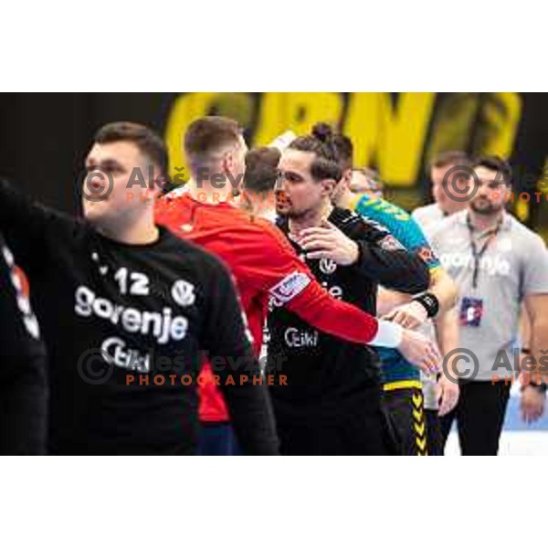 during EHF European league match between Gorenje Velenje and Nexe Nasice in Velenje, Slovenia on February 20, 2024