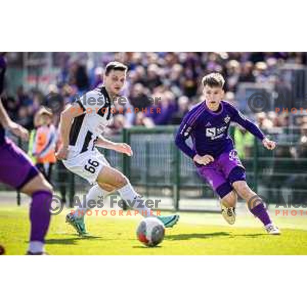 Anej Lorbek in action during Prva liga Telemach football match between Rogaska and Maribor in Sportni center Rogaska Slatina, Slovenia on February 25, 2024. Photo: Jure Banfi