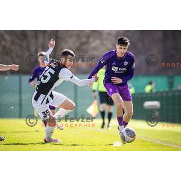 Marko Bozic in action during Prva liga Telemach football match between Rogaska and Maribor in Sportni center Rogaska Slatina, Slovenia on February 25, 2024. Photo: Jure Banfi