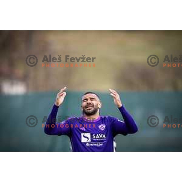 Hilal Soudani in action during Prva liga Telemach football match between Rogaska and Maribor in Sportni center Rogaska Slatina, Slovenia on February 25, 2024. Photo: Jure Banfi