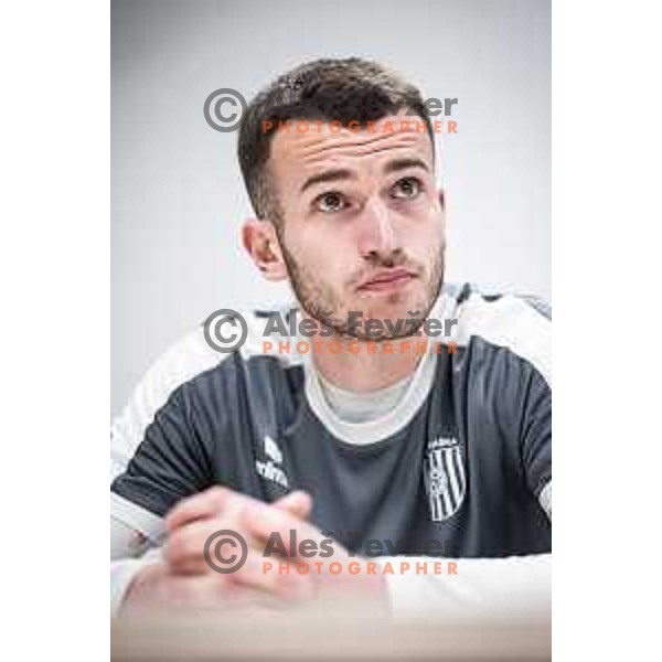 Di Mateo Lovric at the press conference after Prva liga Telemach football match between Rogaska and Maribor in Sportni center Rogaska Slatina, Slovenia on February 25, 2024. Photo: Jure Banfi