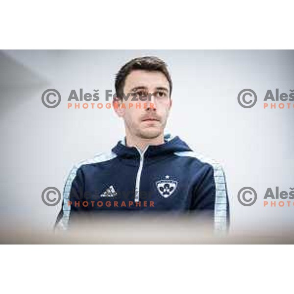 Marko Kolar at the press conference after Prva liga Telemach football match between Rogaska and Maribor in Sportni center Rogaska Slatina, Slovenia on February 25, 2024. Photo: Jure Banfi